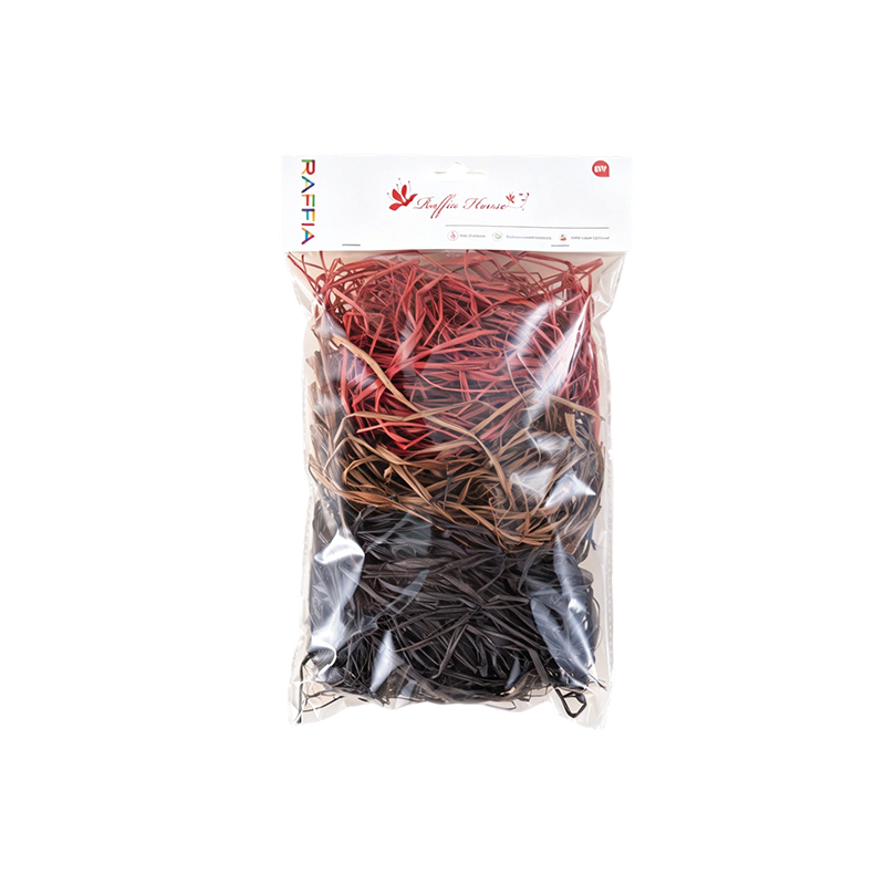 Trozos de rafia natural – mezcla tricolor con temática navideña
