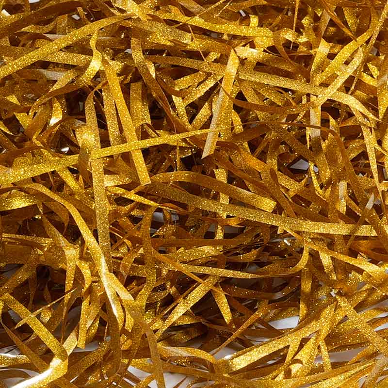 Fibra de rafia PET con purpurina metalizada